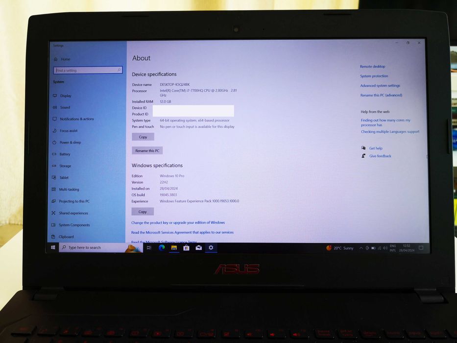 Vand Laptop ASUS FX502VM, 15.6", i7, GTX 1060, HDD 256GB + HDD 1TB