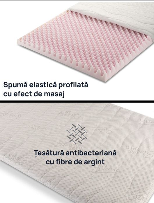Topper (saltea) Ortopedic Sleepy, Antistress Silver 6 cm, 140x200 cm