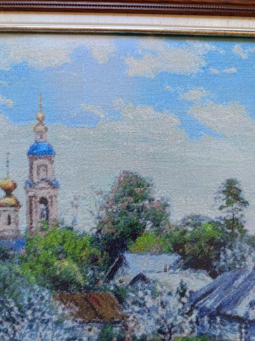 Гоблен ,, Пролет на село", ръчно ушит, единствен екземпляр в света