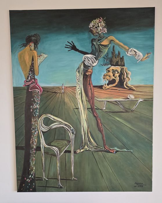 Tablou Suprarealist de Hariclea Paraschiv 2022 – Reinterpretare după Salvador Dalí ("Femeia cu cap de trandafiri")