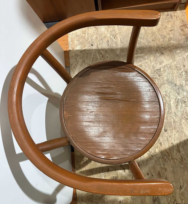 Scaun Vintage Stil thonet cu spatar curbat; Mic Fotoliu din lemn masiv