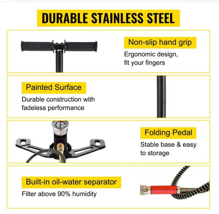 Pompa presiune PCP 200Bar Butelie Paintball Airsoft Scuba Diving