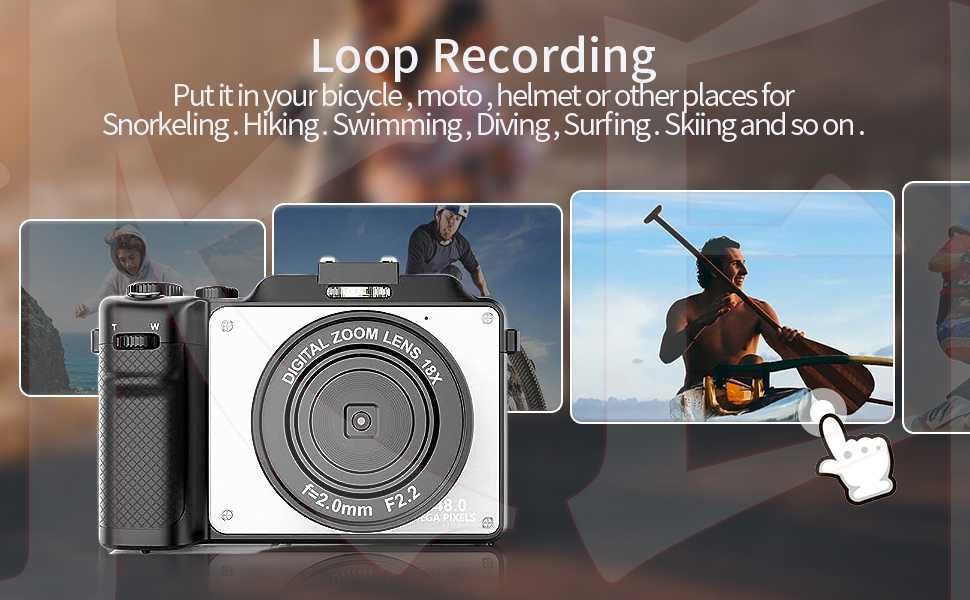 Цифрова фотокамера TEKXDD, 4K Vlog камера+ 64 GB SD карта