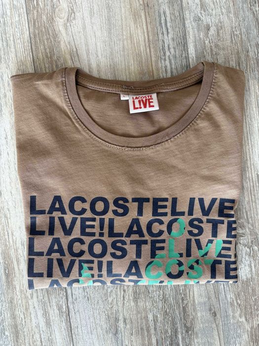 Lacoste Мъжка Тениска Размер L - Памук, Оригинална, Втора Употреба