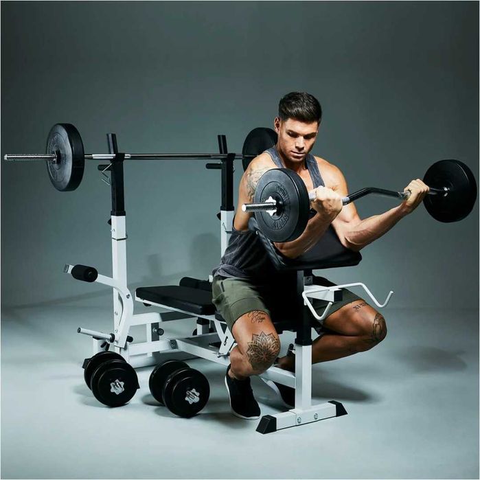Banca Multifunctionala FITNESS + Set GREUTĂȚI 100 KG 30/31 MM