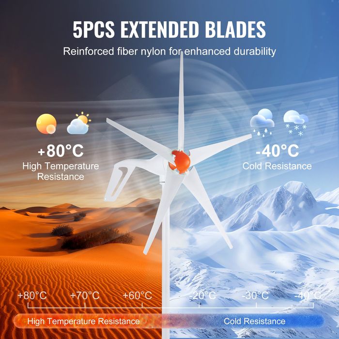 Generator Eolian 500W Kit Turbina 5 Pale Controler MPPT