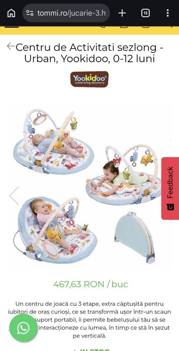 Centru de activitati /saltea,  șezlong bebe Yokidoo
