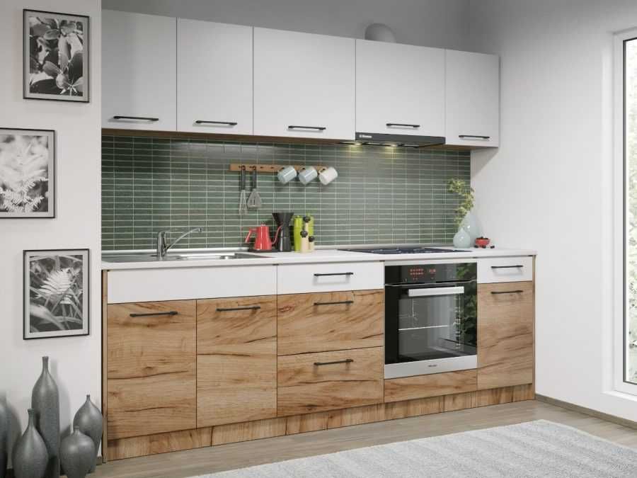 Set Mobila Bucatarie Gastro 240 Alb/Stejar – C02