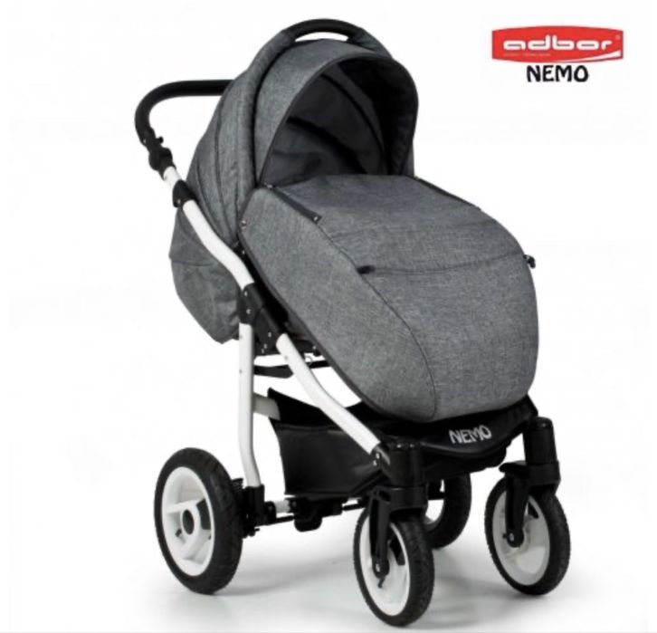 Бебешка количка Adbor Nemo len 3в1, Сив цвят