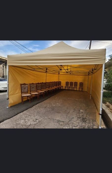 Prakatga stol stul zontik (4×8) shirma chinni idish beriladi.