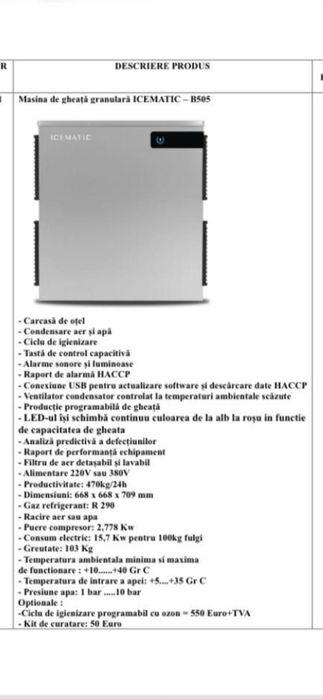 Masina gheata/Ice machine