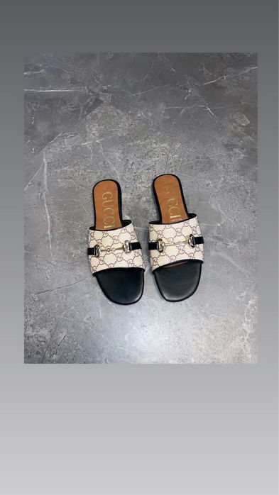 Papuci gucci crem/ maro