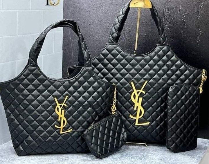 Geanta Maxy Ysl,logo metalic auriu, portofel simplu atasat, saculet, etichetă