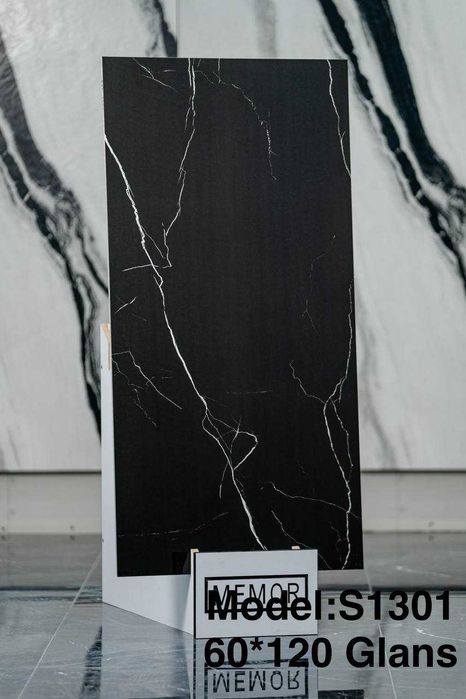 60*120 keramogranit kafel glansviy (qora rangda)