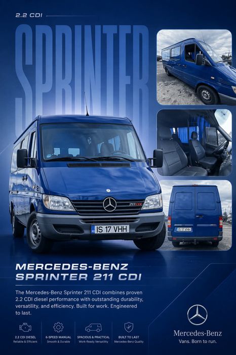 Vand Mercedes sprinter 211 cdi 2.2 8+1 locuri 260.000 km