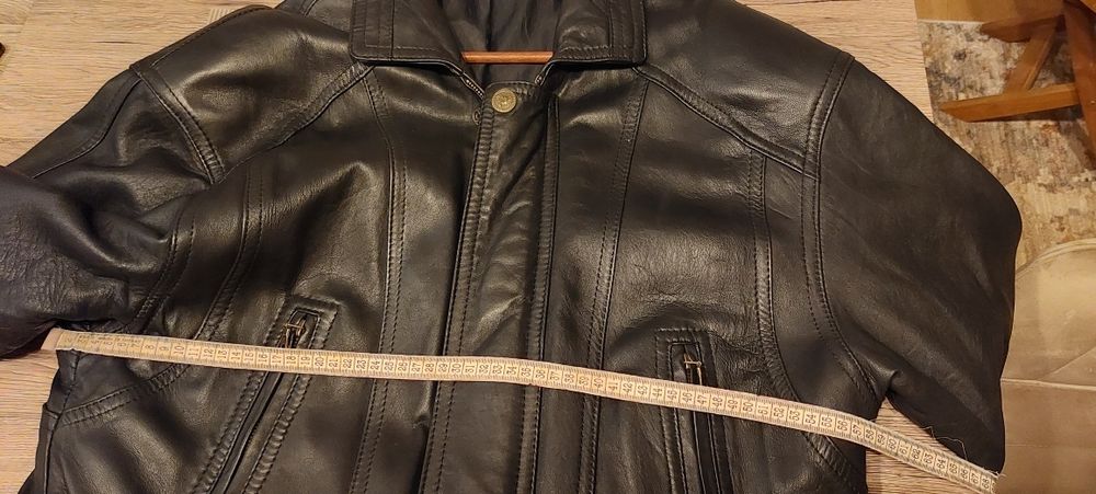 Haina din piele naturala, barbateasca, neagra, masura 52