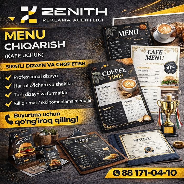 Menu chiqarish | Dizayn qilish