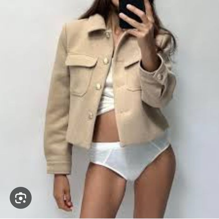 ZARA Wool Blend CROPPED Coat палто S-38