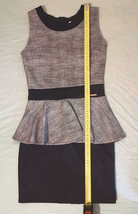 Rochie 36/S, eleganta, de gala, gri cu negru - Made in Italy