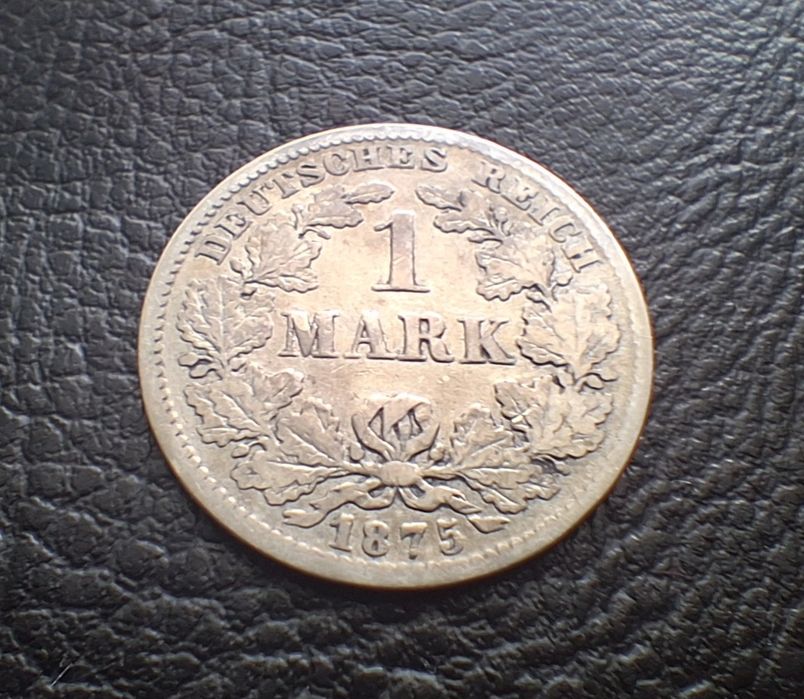 Стара сребърна монета 1 марка 1875 г..буква Е -Германска империя-доста стара