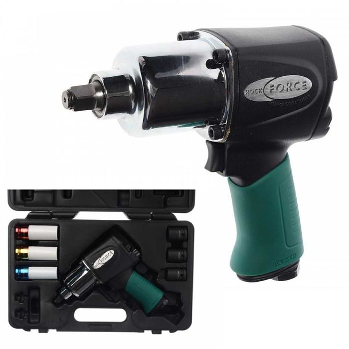 Пневматичен гайковерт с къс шпиндел 1/2'' 1212Nm с 6 вложки RockForce
