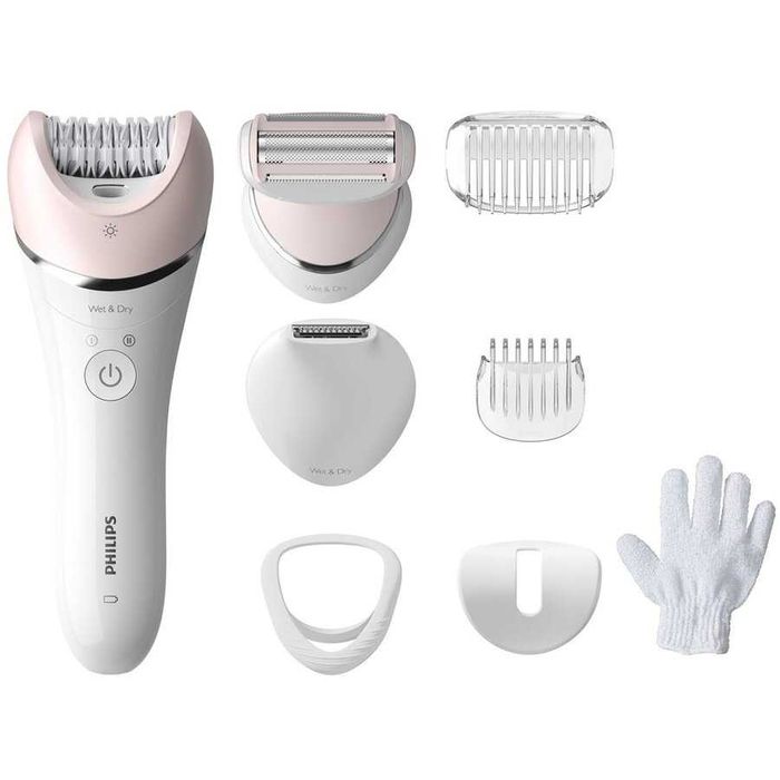 Epilator Philips-Avent Seria 8000 BRE721, 32 pensete, fara fir, Alb