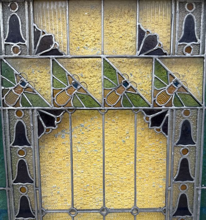Set 8 superbe vitralii in rama lemn stil Art Nouveau
