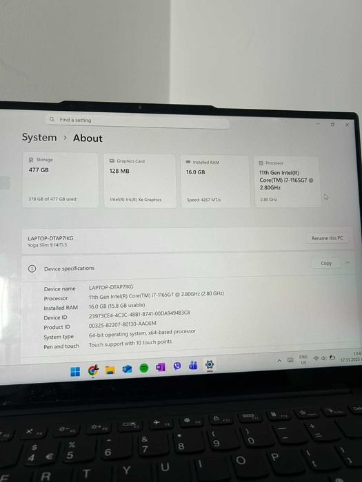 Lenovo Yoga Slim 9i — Премиум ултрабук|4K OLED|i7|16GB RAM|512GB SSD