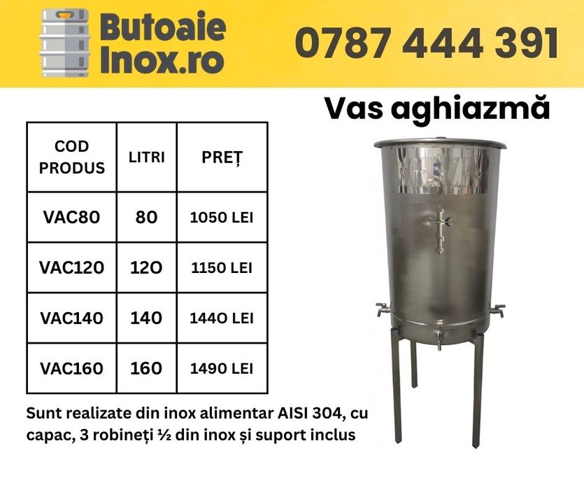 Livram prin curier Butoaie inox butoi  30 50 60 100 litri 300 200