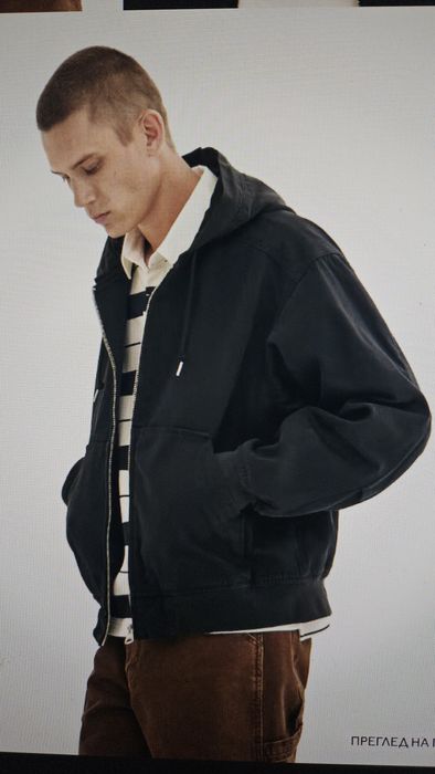 Черно бомбър яке (bomber jacket) тип работнически стил
