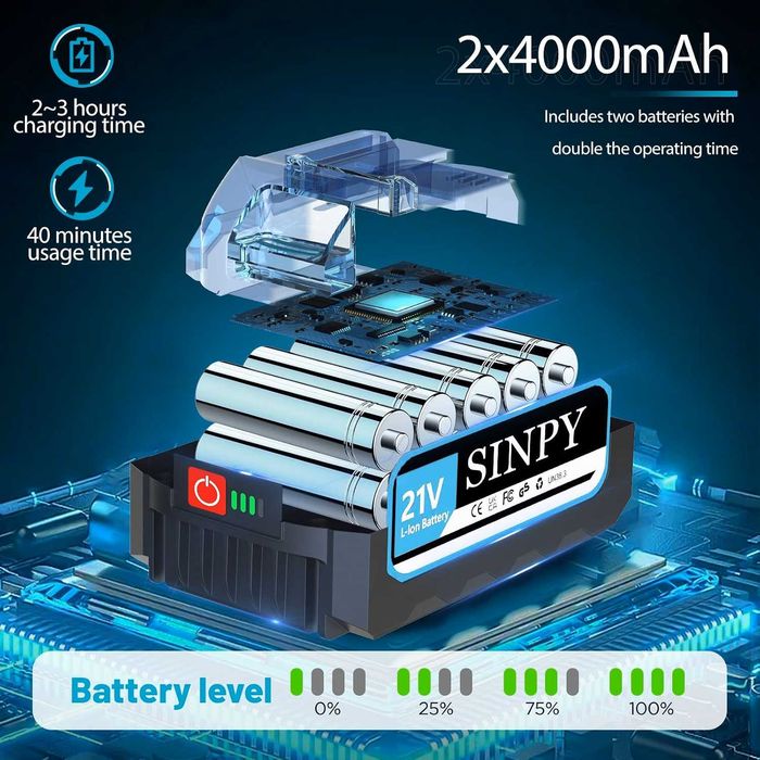 Mini Drujba Fierastrau electric cu lanț de 6 inch + 2x4000 mAh baterii