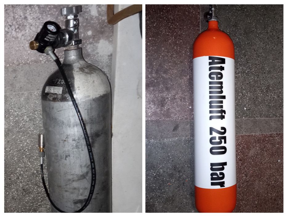 Продавам 1 брой метална бутилка - 7L - 250 BAR - АТМОСФЕРИ работно налягане - САТУРН