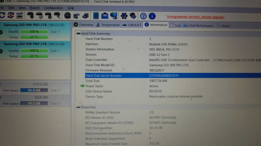 SSD Samsung 990 PRO de 2TB PCI Express 4.0 x4 M.2 2280 -NOU