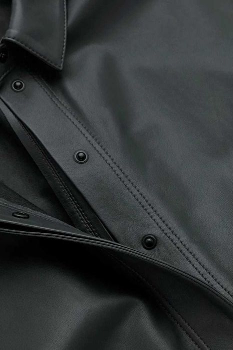 Кожена рокля-риза COS от 100% агнешка кожа