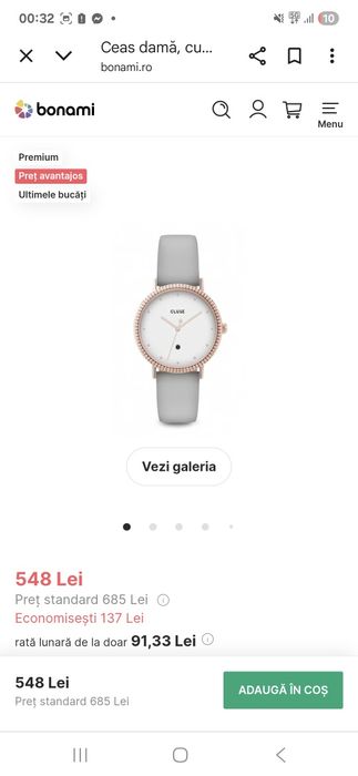 Vând ceas Cluse piele