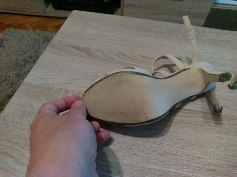 Sandale material textil cu toc 10 cm. Mar 37