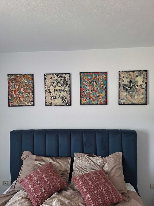 Tablou pictat manual, abstract, original, oferta, unic, stil Pollock