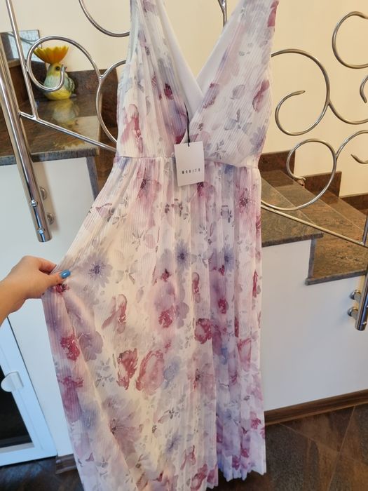 Rochie Mohito lunga alba cu print floral S-M