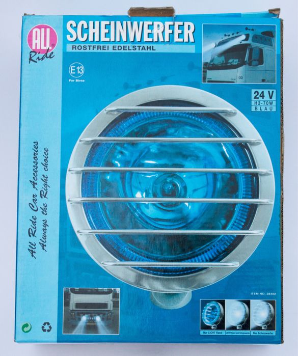 Proiector Camion 24V H3-70W Halogen cu ring LED Albastru