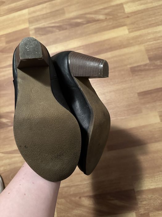 Botine cu toc, negru, cu blanita in interior, 38, ca noi