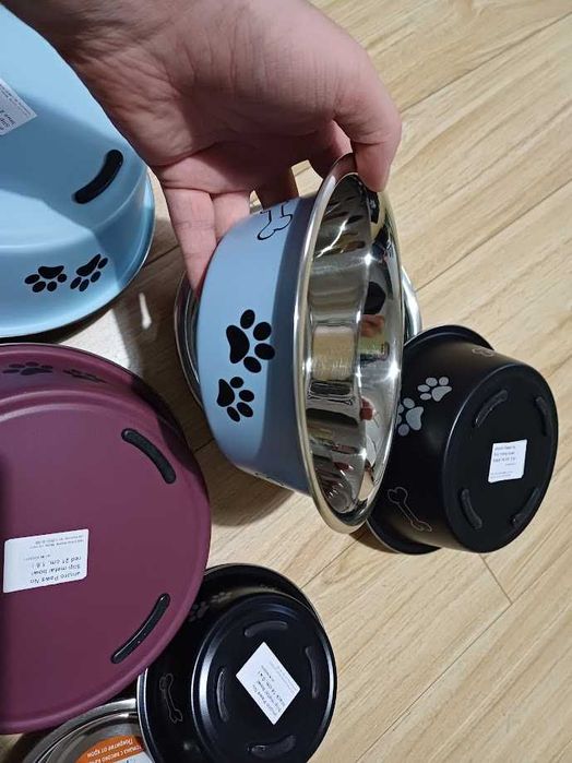 Bol metalic, apa sau mancare, AniPro, No Slip, 17 cm, 0.8 l