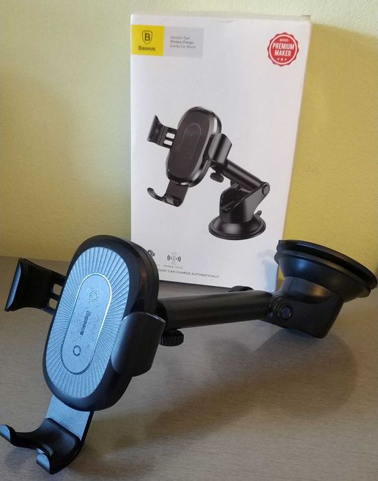 Suport telefon cu ventuza pt parbriz si incarcator wireless, Baseus