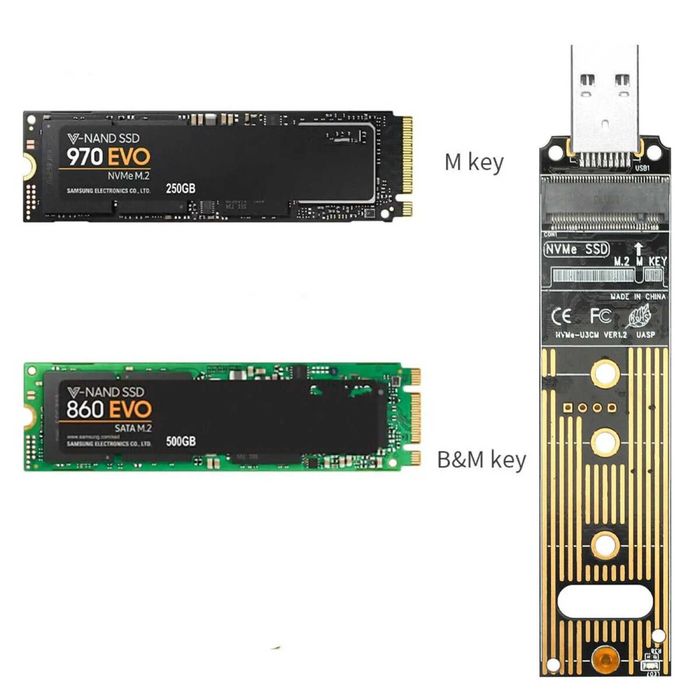 Adaptor SSD M.2 NVMe (M-Key) la USB 3.0 pentru PC, laptop