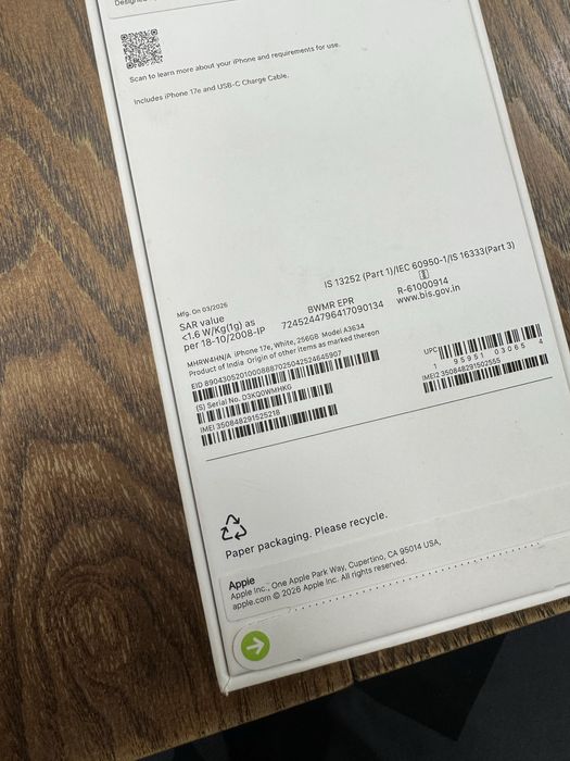 Iphone 17e 256 gb white новый