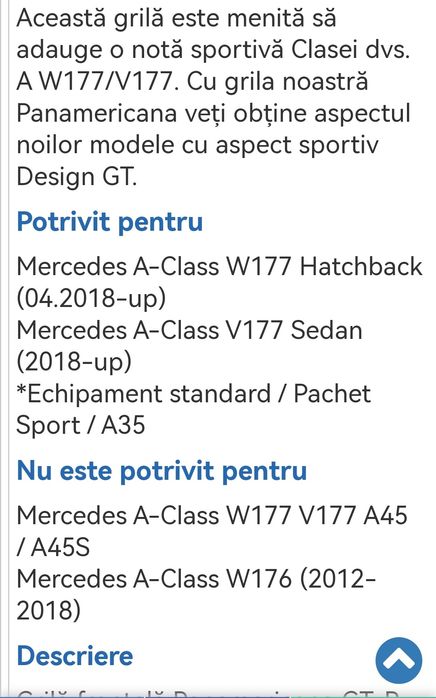 Grila centrala Mercedes Benz W 177