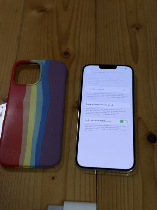 iPhone 13 Pro Max Alb, stare impecabila | Adaptor original + husa cadou!
