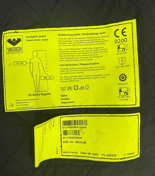 Costum pompier VIKING YouSafe Y2 (jachetă + pantaloni) – aproape nou