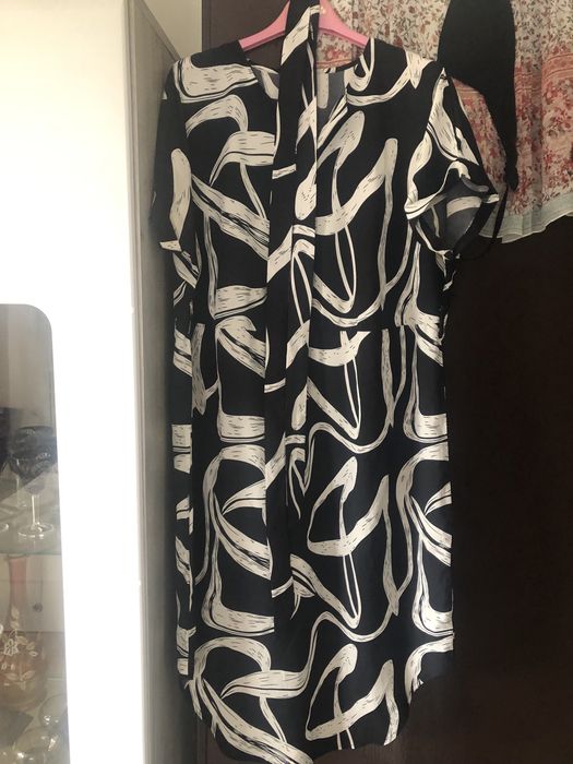 Rochie alb cu negru