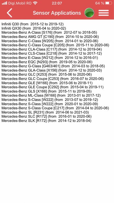 Senzorinoi Presiune Mercedes GLA/C/E/GLE/GLK/GLS/S/GLC/CLA