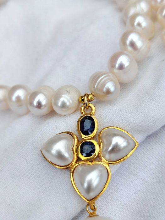 925-Colier Argint Cu Safir Si Perle
